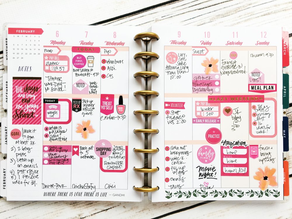 Weekly Planner Layout Journaling Supplies Kit (18 Stencils & 14 Sticker Sheets) - Colorful