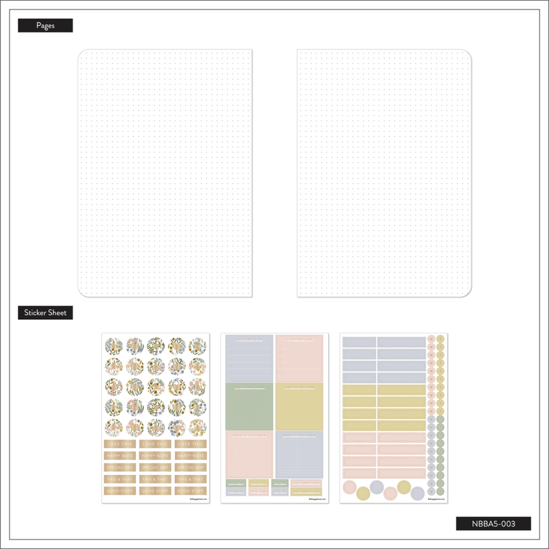 Ditsy Wildflower - Bullet Dot Grid Happy Journal® - 80 Sheets - 160gsm Paper