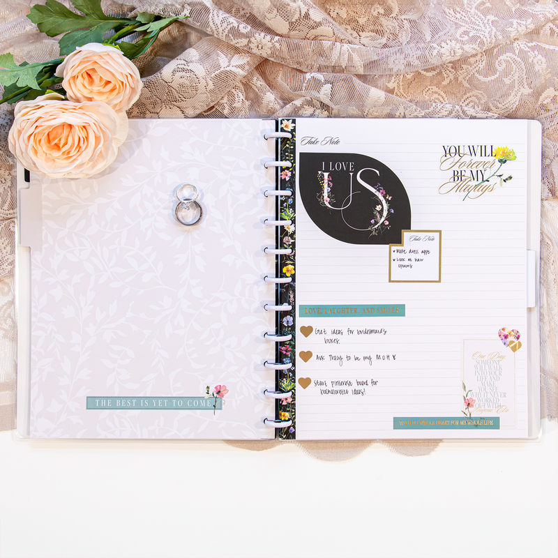 Blooming Elegance Wedding - Dotted Lined Big Notebook - 60 Sheets