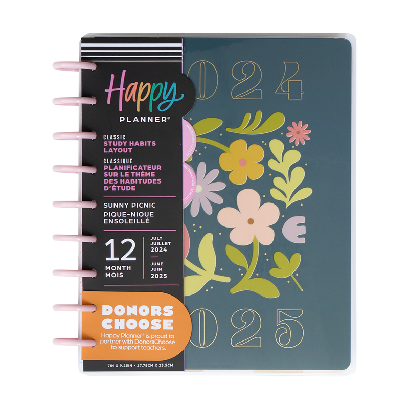 2024 Sunny Picnic Student Happy Planner - Classic Study Habits Layout - 12 Months