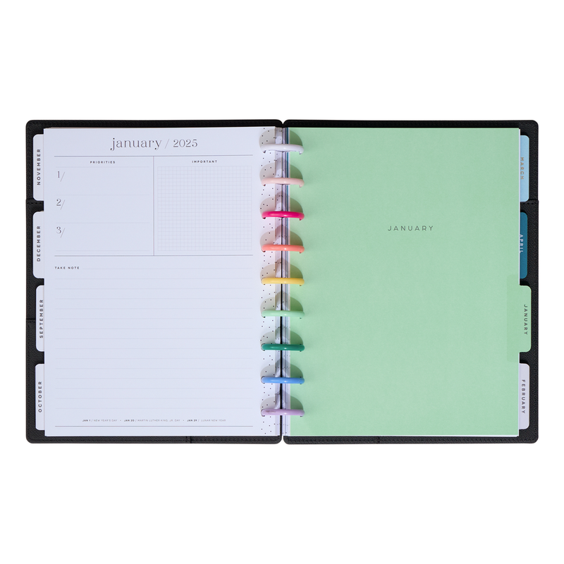 2024 DELUXE Midnight Cover Happy Planner - Classic Dashboard Layout - 12 Months