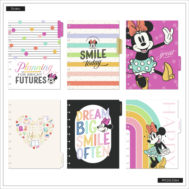 2024 Disney Minnie Mouse All Smiles Teacher Happy Planner - Classic Vertical Layout - 12 Months