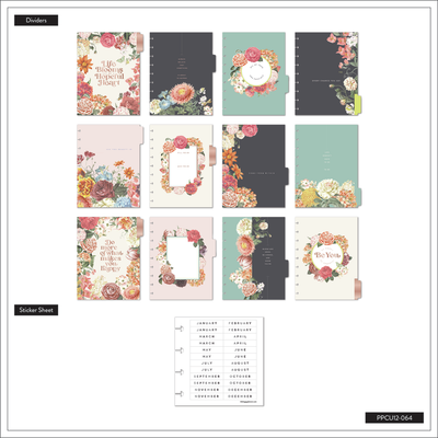 Undated Gathered Flowers Frosted bbalteschule - Classic Dashboard Layout - 12 Months
