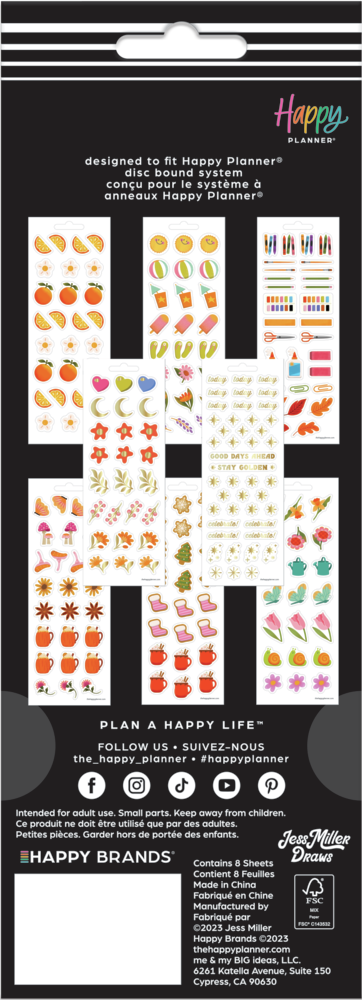 Jess Miller Draws x Happy Planner Seasonal Teacher - 8 Sticker Sheets