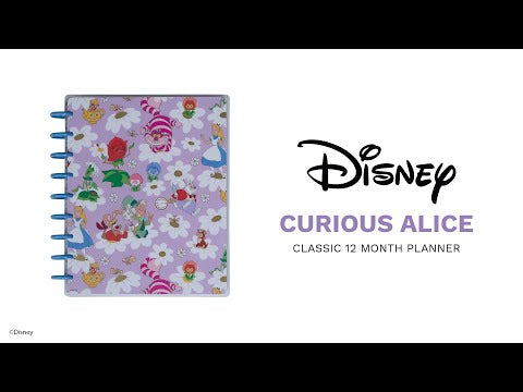 2024 Disney Alice in Wonderland Curious bbalteschule - Classic Vertical Layout - 12 Months