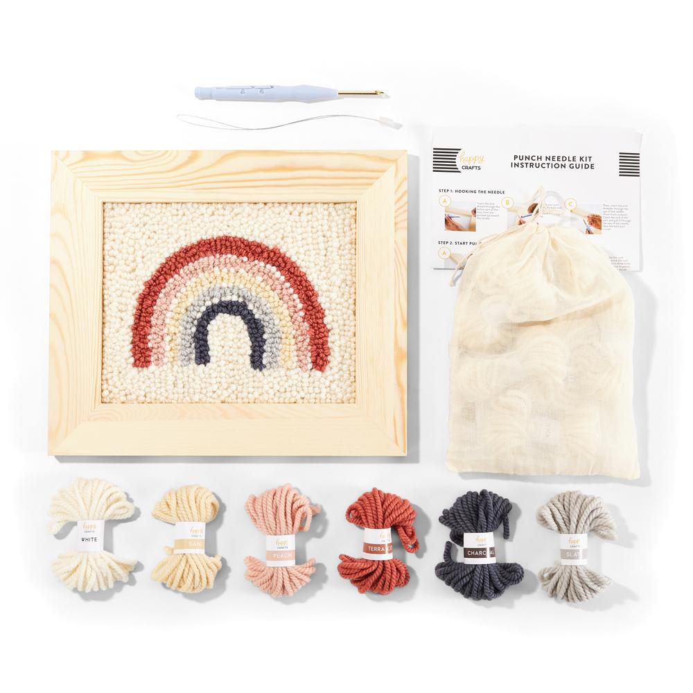 CHENISTORY DIY Punch Needle Embroidery Kit Flowers Rainbow Unique