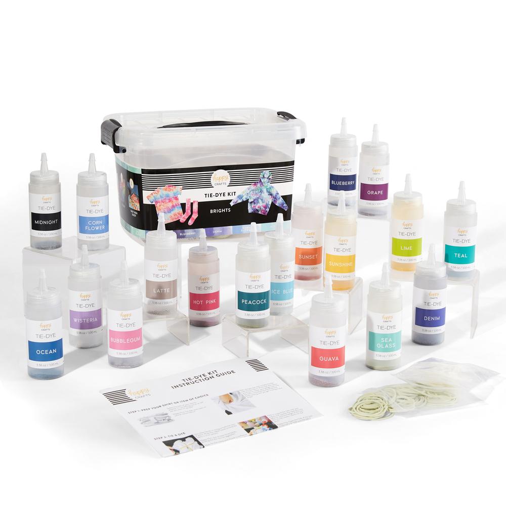 Tie-Dye One-Step Party Kit, Prefilled Bottles with 18 Colors, DIY Instructions