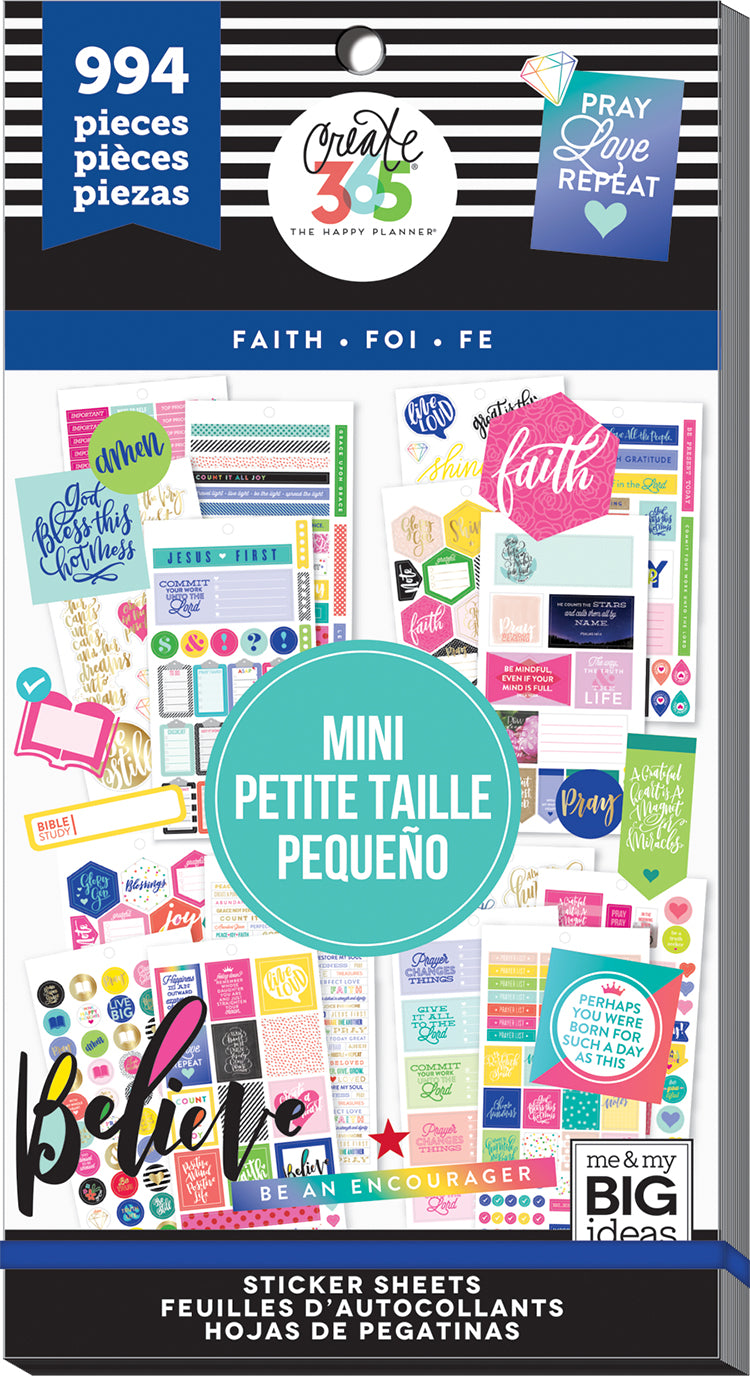 Faith Word Stickers - 2 sheets, 60 stickers total