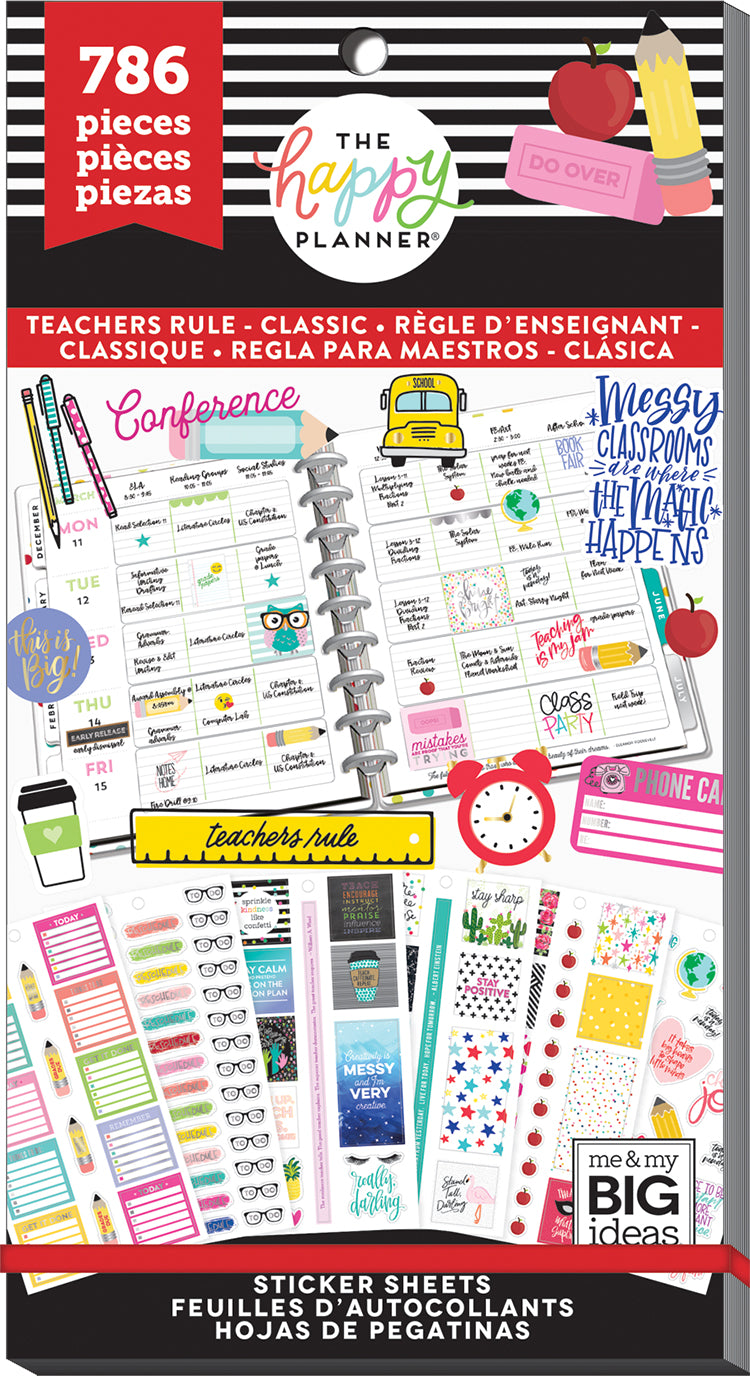 The Happy Planner Sticker Pack for Calendars, Journals and Projects  –Multi-Color, Easy Peel – Scrapbook Accessories – Essential Trackers &  Checklist