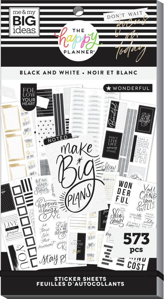 Stickers - Inspirational - Love Life Motivational Quotes Sticker Sheet  Black & White Scrapbook Planner Vinyl