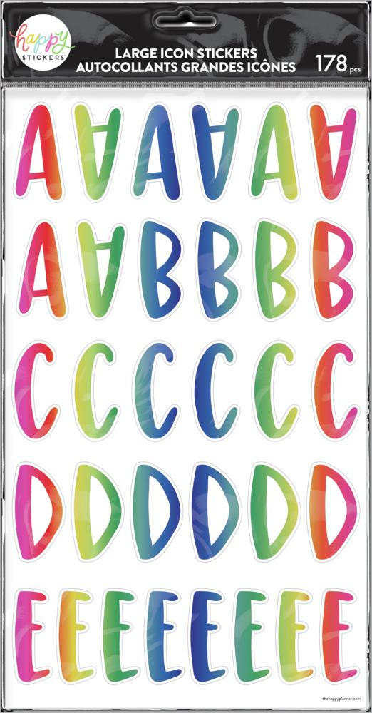 Round Marker Rainbow Foil Alphabet Stickers | Happy Planner