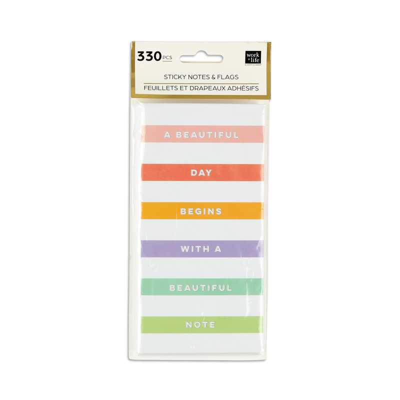 Work + Life Sticky Notes & Flag Labels - Bright Pastels