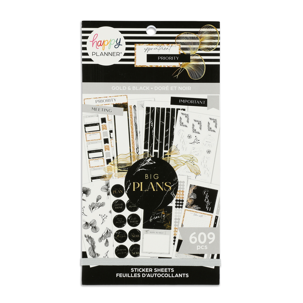Gold & Black Happy Planner Stickers