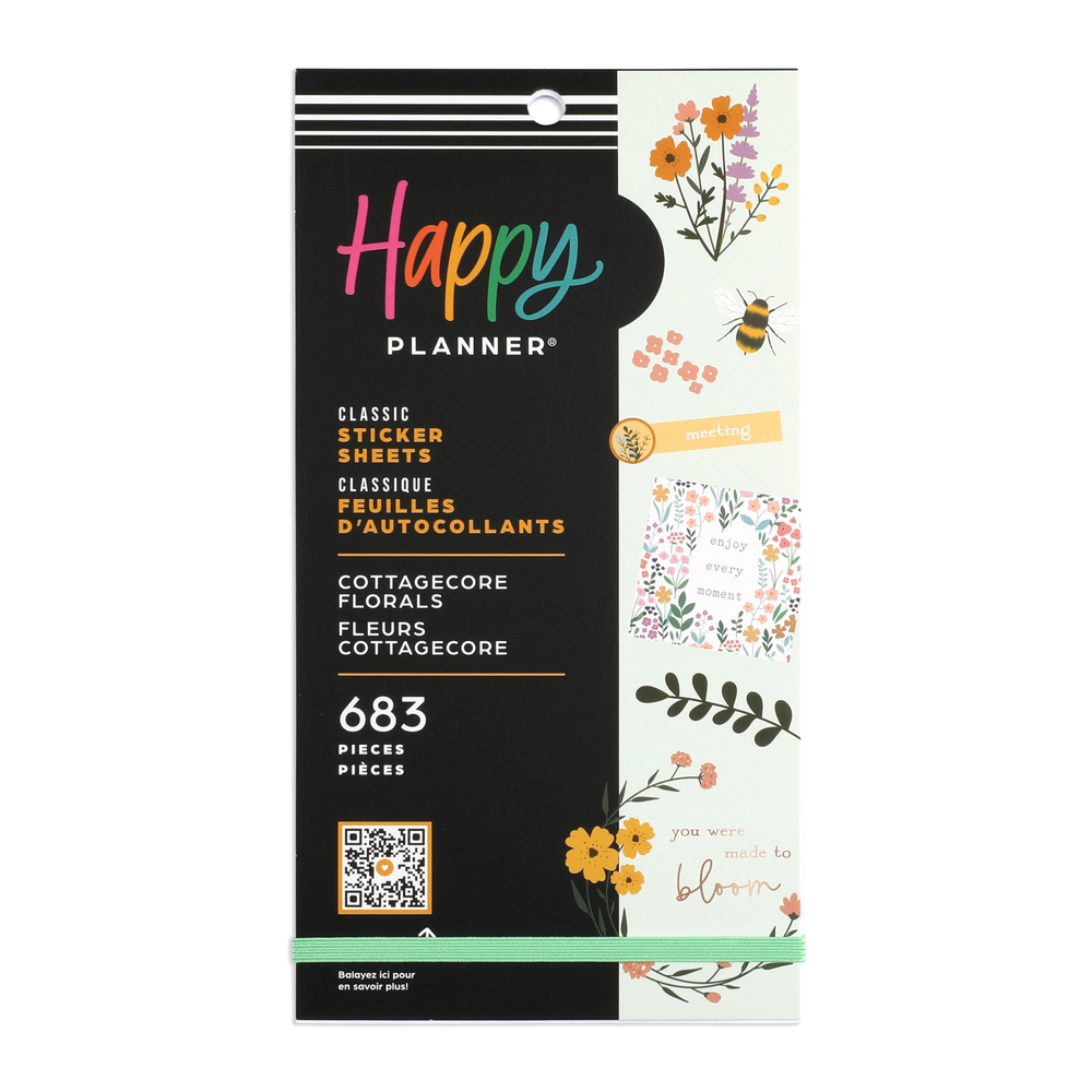 Happy Planner 30 Sheet Teacher Value Sticker Pack, Cottagecore Florals, 683 Stickers Total