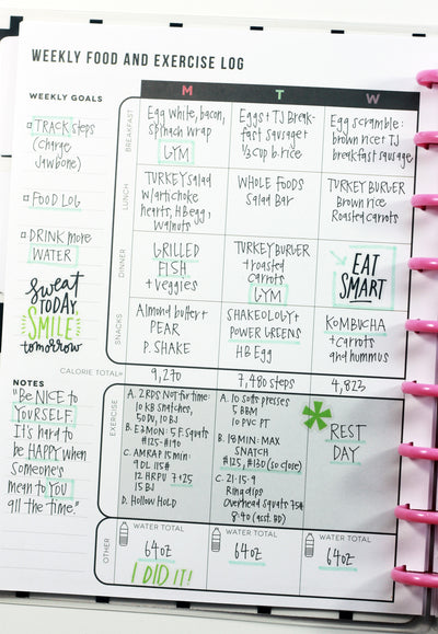 The Happy Planner Fitness Planner | Food, Exercise log & Added Inspirational Elements