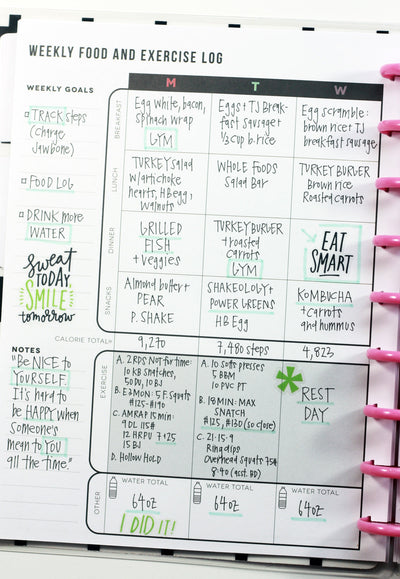 The Happy Planner Fitness Planner | Food, Exercise log & Added Inspirational Elements