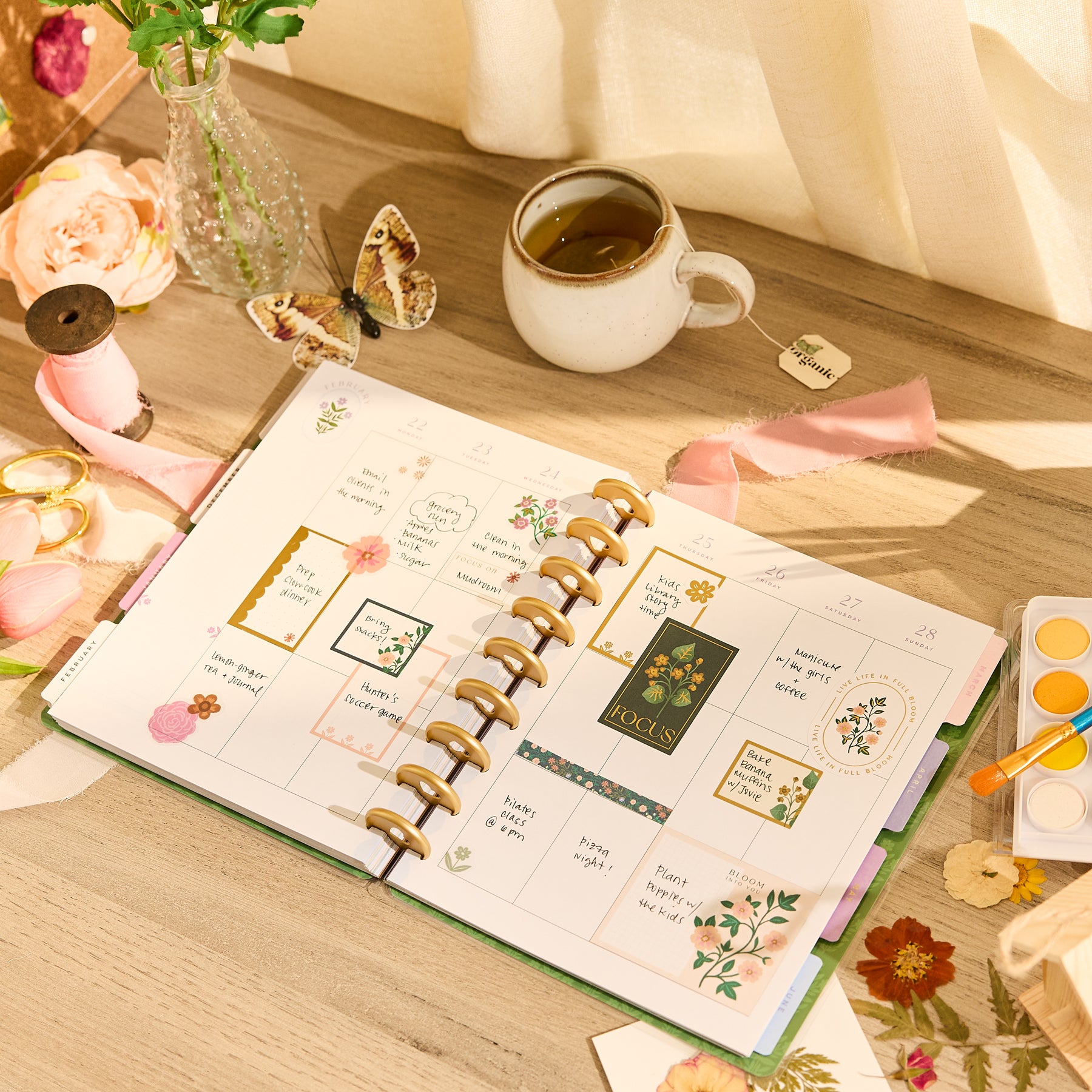 Spring Notebook Planner 2026–2027 Spring Tapestry Customizable Planner - Classic Vertical Layo ...