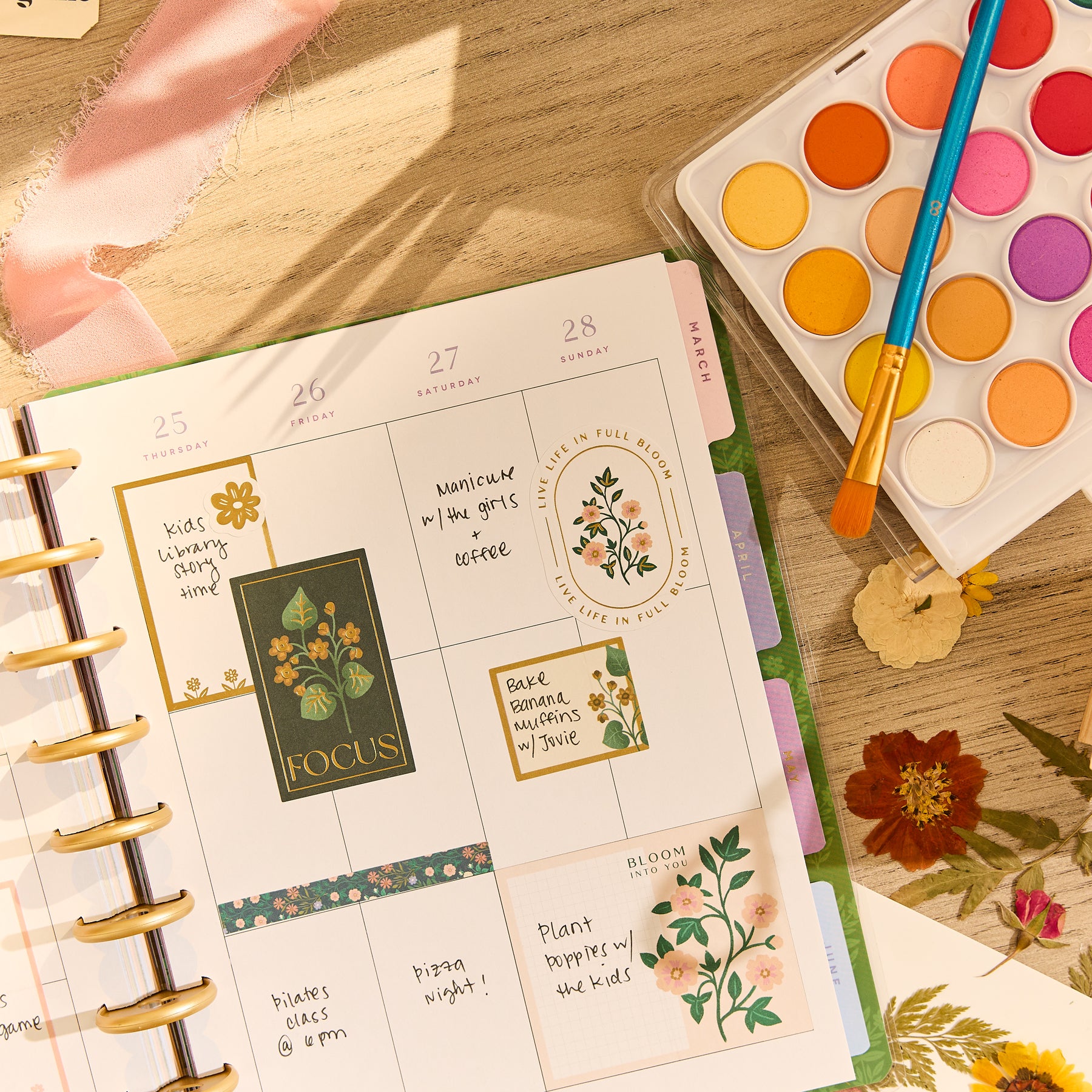 Spring Notebook Planner 2026–2027 Spring Tapestry Customizable Planner - Classic Vertical Layo ...