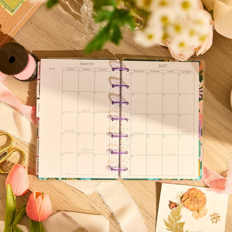 2026–2027 Golden Garden Customizable Planner - Mini Dashboard Layout ...