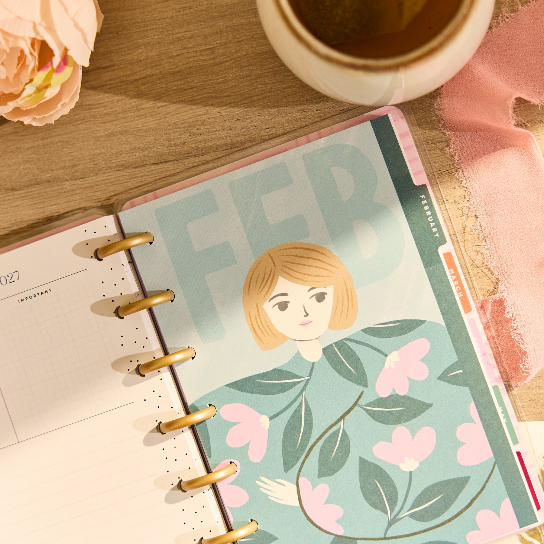 Mini Planner Mini Pags 2026–2027 Floral Embrace Customizable Planner - Mini Horizontal Layout ...