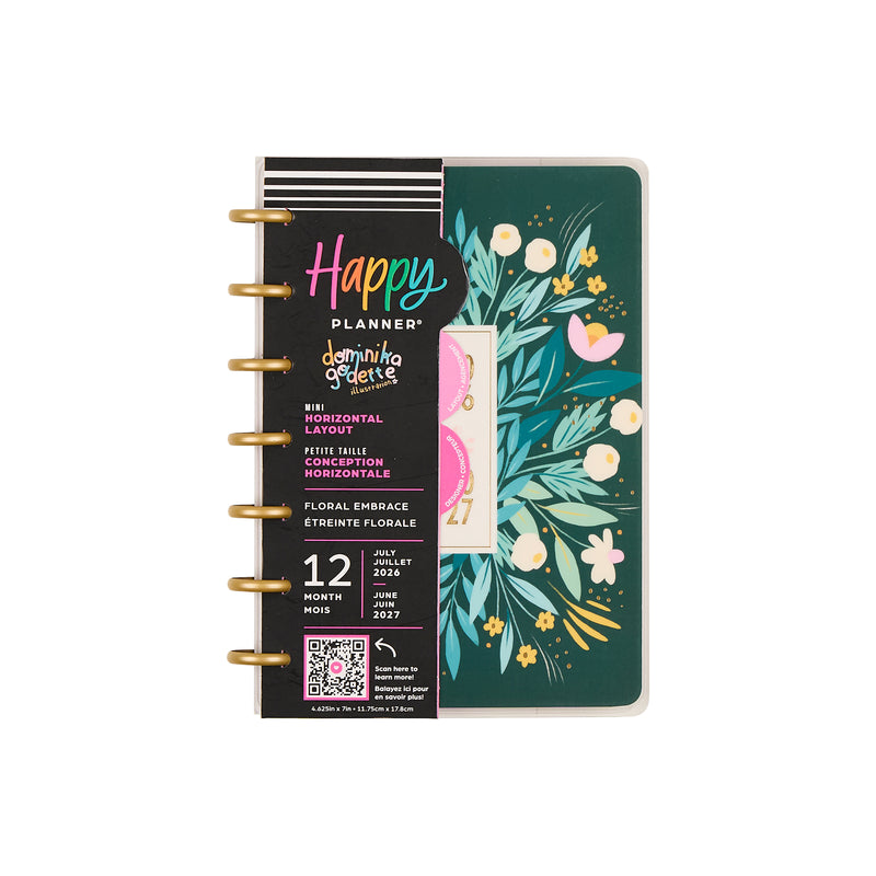 2026–2027 Floral Embrace Customizable Planner - Mini Horizontal Layout ...