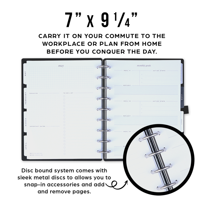 2025 Work + Life Onyx Planner - Classic Hourly Layout - 12 Months