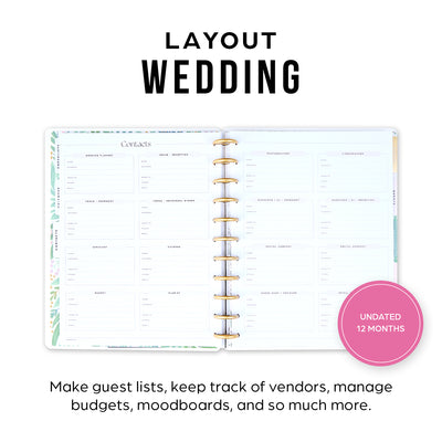 Undated Garden Wedding Planner - Big Wedding Layout - 12 Months