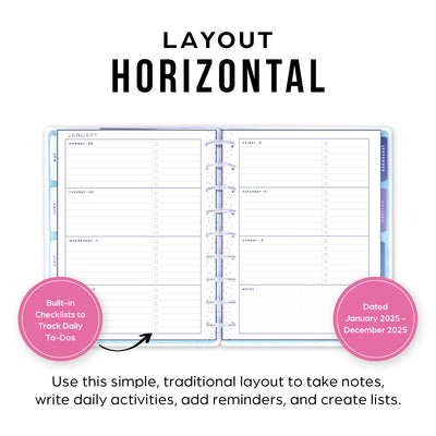 2025 Forest Flowers Planner - Classic Horizontal Layout - 12 Months