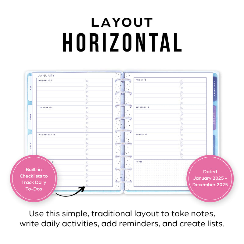 2025 Desert Rose Planner - Big Horizontal Layout - 12 Months