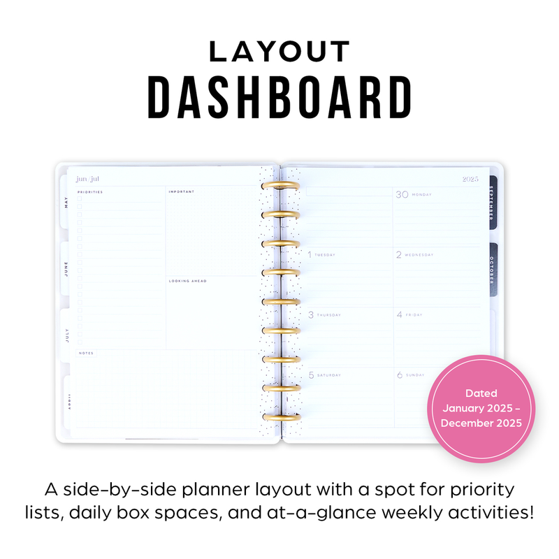 2025 Modern Impression Planner - Classic Dashboard Layout - 12 Months