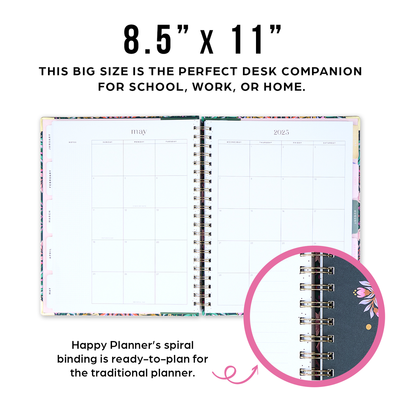 2025 Folk & Flora Spiral Planner - Big Dashboard Layout - 12 Months