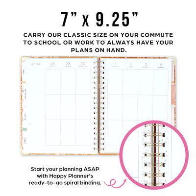 2025 Sunny Oasis Spiral Planner - Classic Vertical Layout - 12 Months