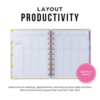 Undated Golden Meadow Customizable Planner - Classic Productivity Layout - 12 Months