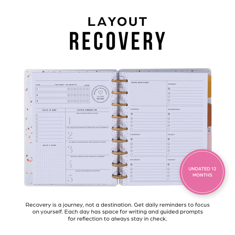 Undated Sand & Stone Customizable Recovery Planner - Classic Recovery Layout - 12 Months