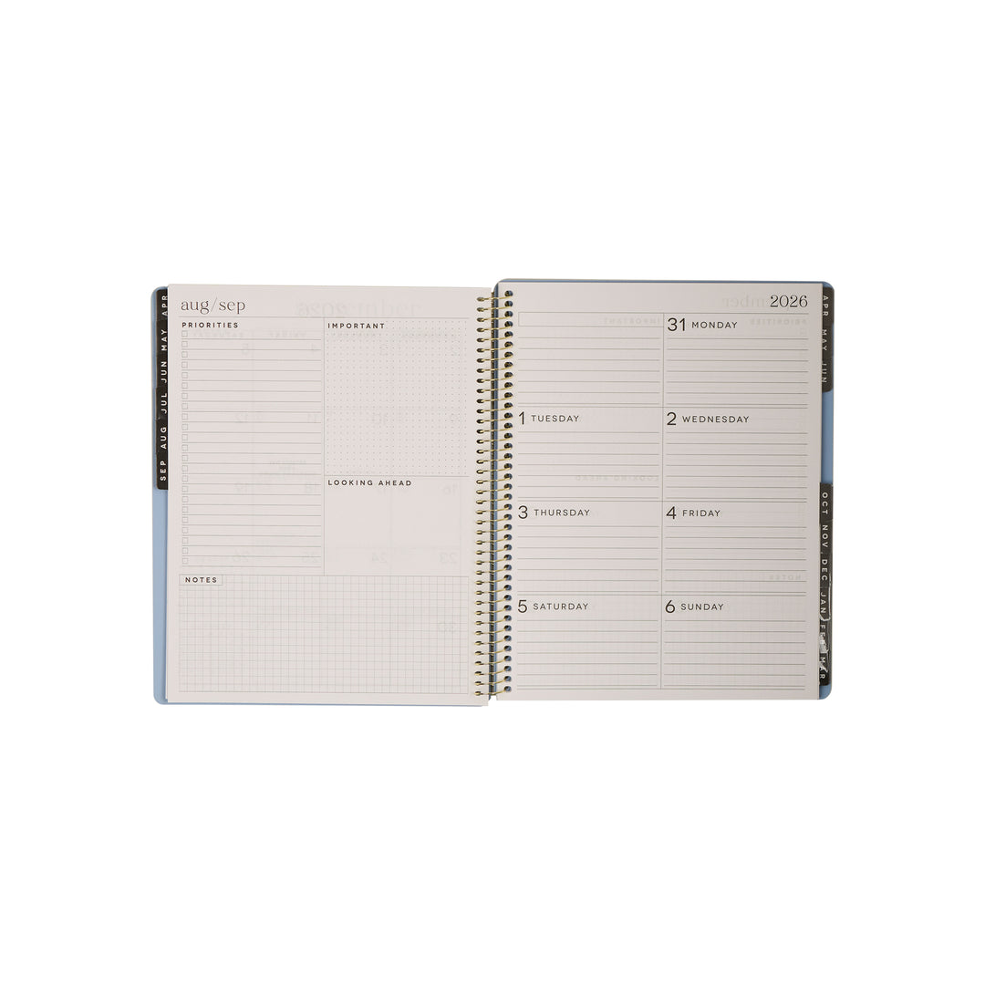 【特価】The Happy Planner スリムノートブック とリフィル大量 2026–2027 GO BIG Navy Large Print Spiral Planner - Large Dashboard