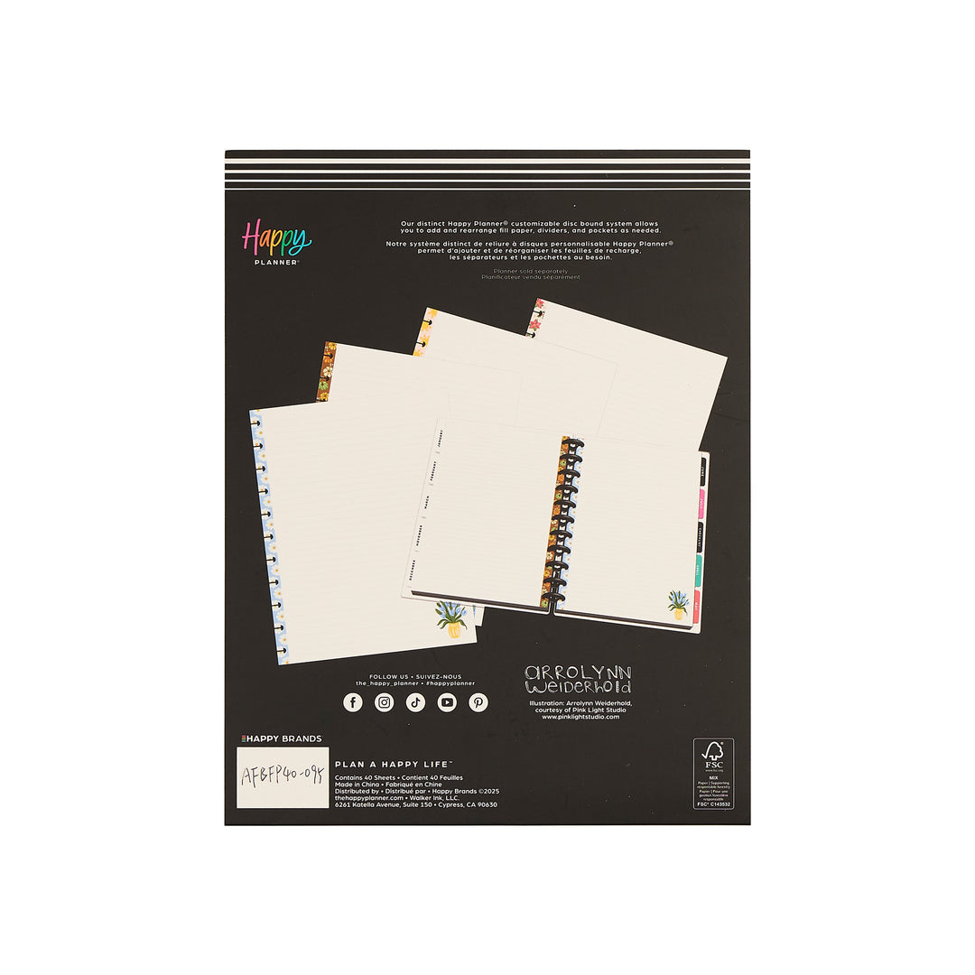 【特価】The Happy Planner スリムノートブック とリフィル大量 Seasonal Joy Teacher - Dotted Lined Big Filler Paper - 40 Sheets