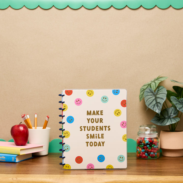 Live Love Teach - Dotted Lined Big Notebook - 60 Sheets – Happy