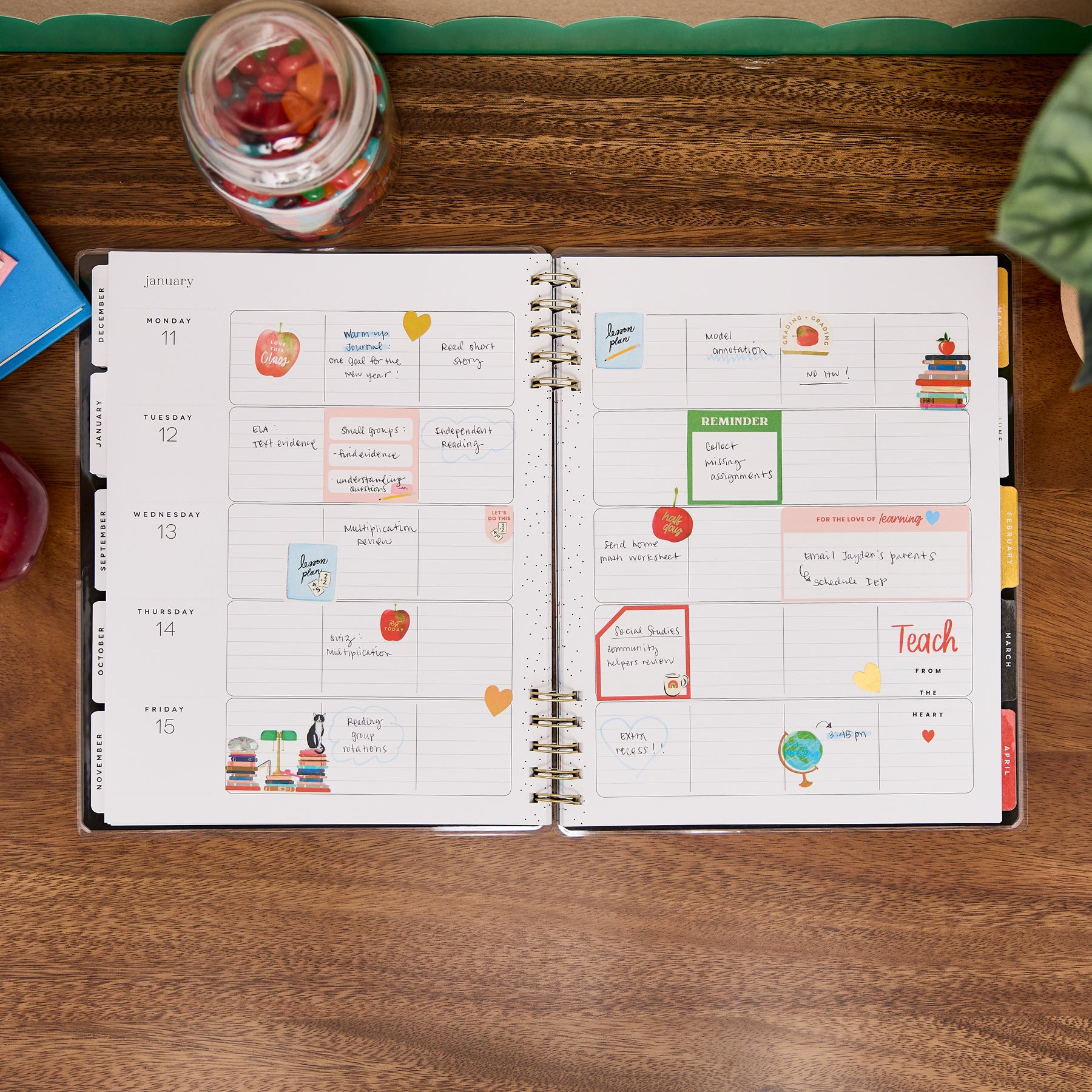 Lesson Planer Notebook 2026–2027 Bright Lessons Customizable Spiral Teacher Planner - Big Tea ...