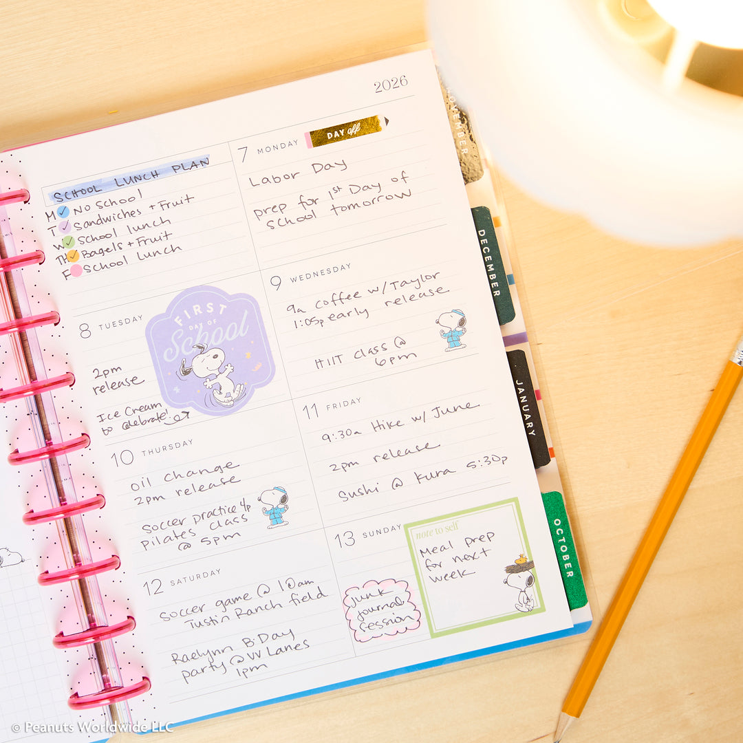 2026–2027 PEANUTS™ Customizable Planner - Classic Dashboard Layout