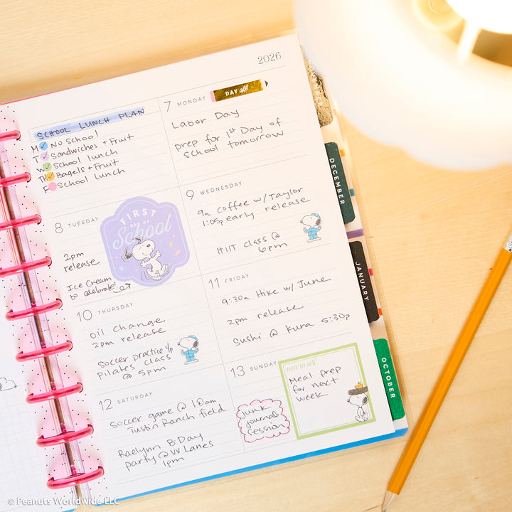 2026–2027 PEANUTS™ Customizable Planner - Classic Dashboard Layout