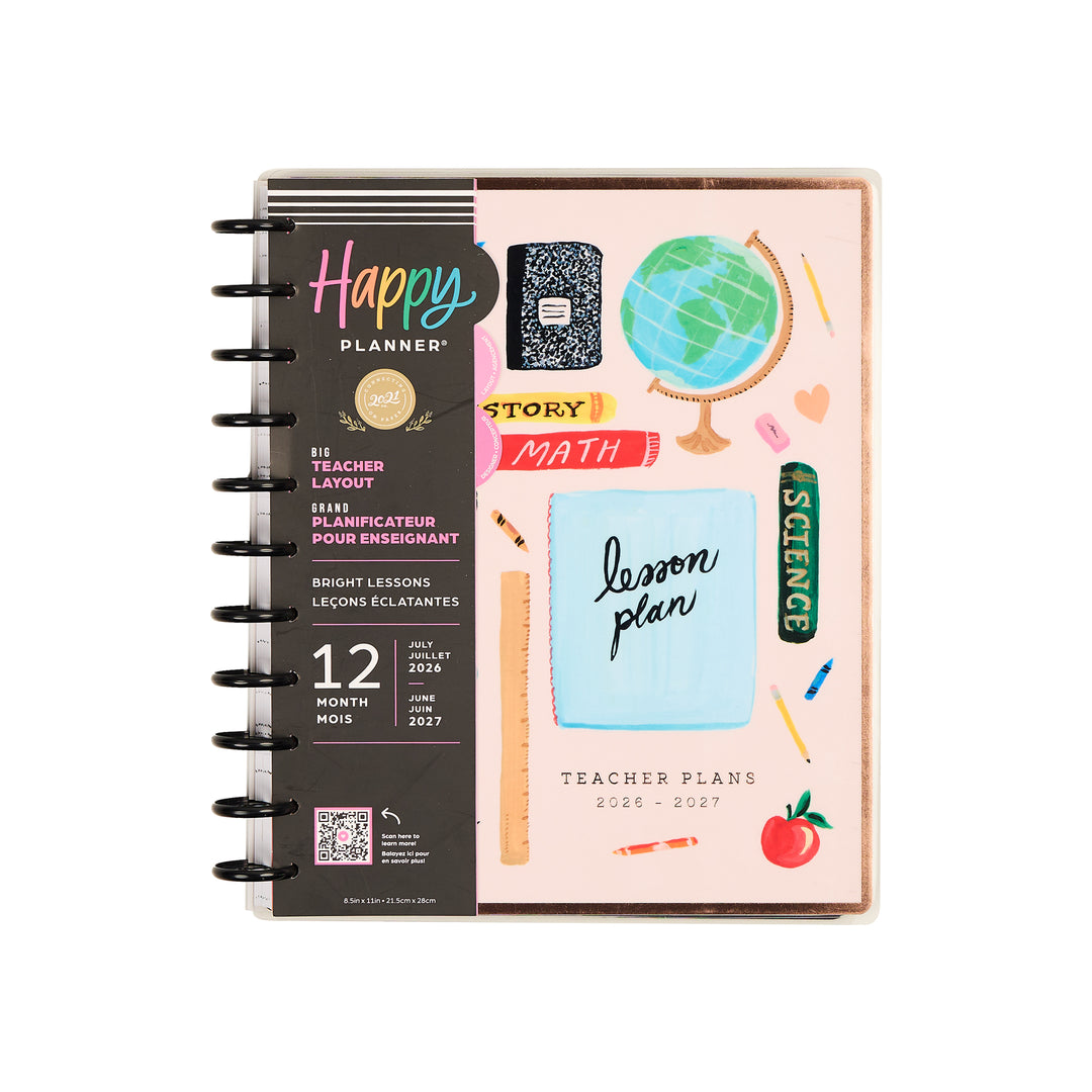 happy planner undated 12-month big planner-teachers plant seeds -plna32 Happy Planner Big 12 Month Disc Bound Dated Planner-Bright Lessons