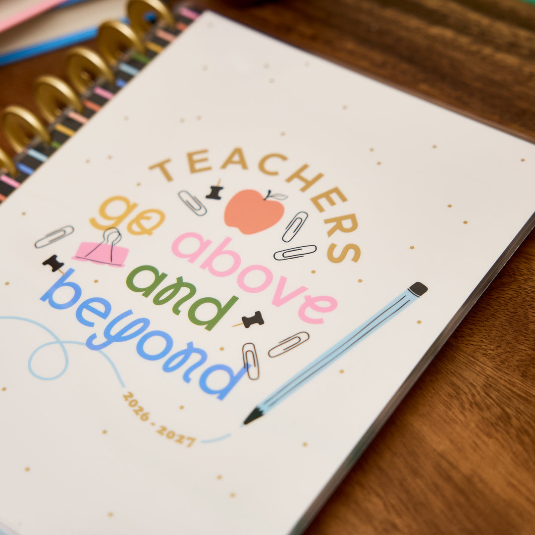 2026–2027 School Doodles Ivory Customizable Teacher Planner - Big