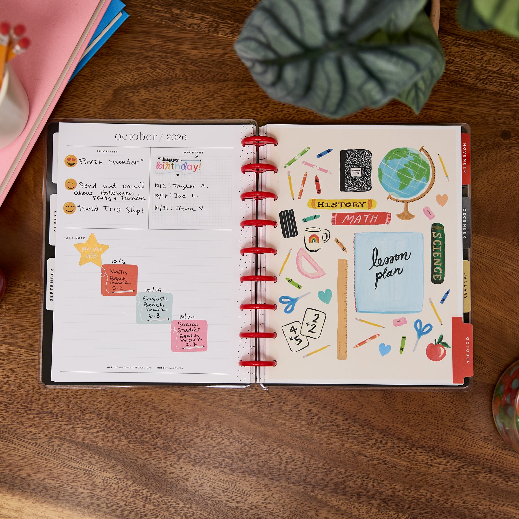 Lesson Planer Notebook 2026–2027 Bright Lessons Customizable Teacher Planner - Classic Teache ...