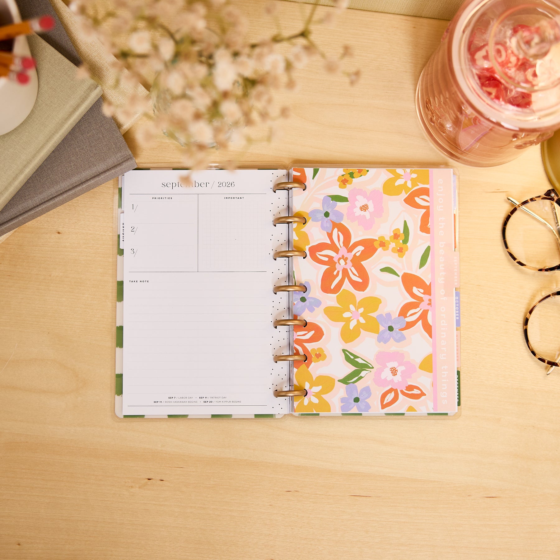 Mini Size Planner 2026–2027 Blossom Bright Customizable Planner - Mini Dashboard Layout ...