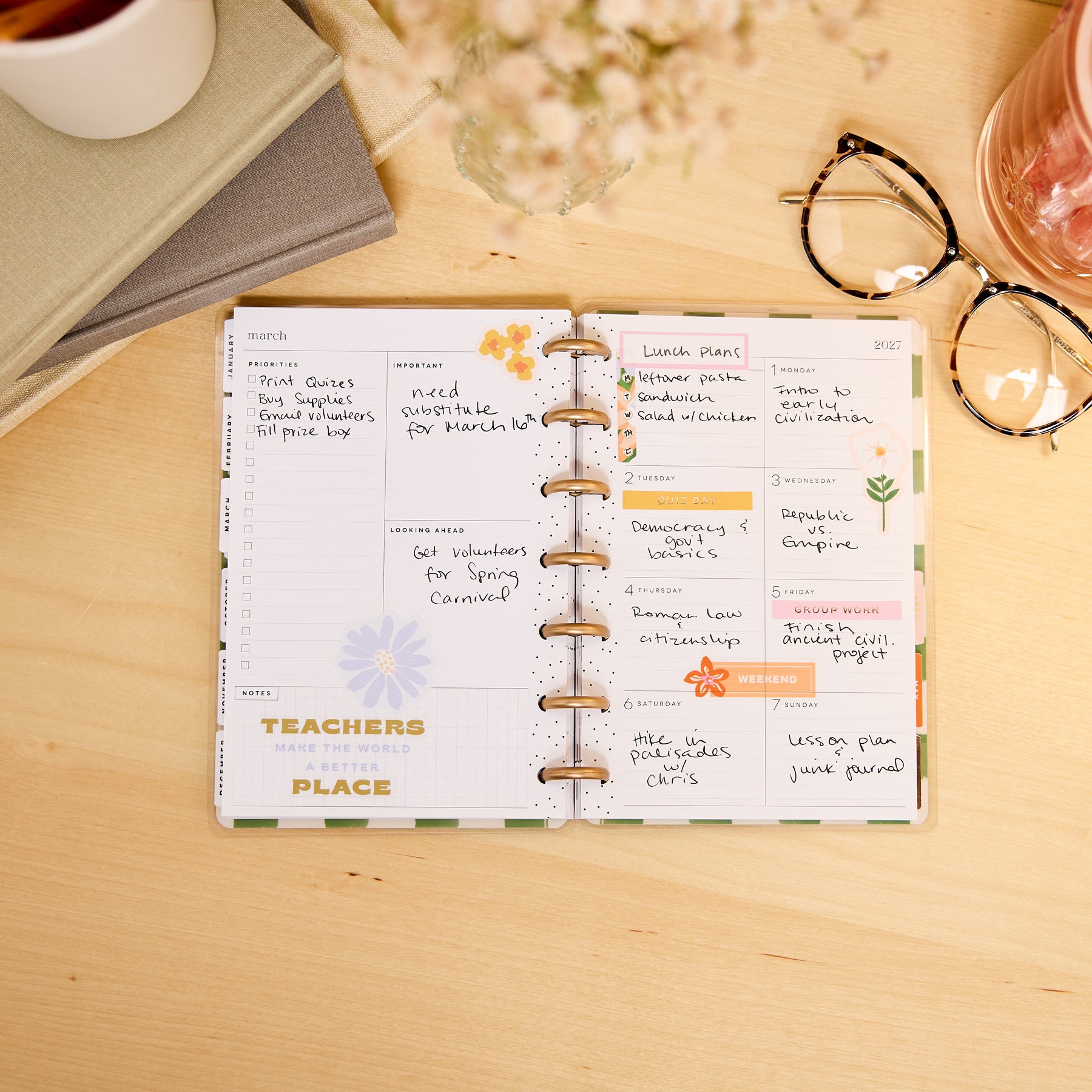 Mini Planner Mini Pags 2026–2027 Blossom Bright Customizable Planner - Mini Dashboard Layout ...