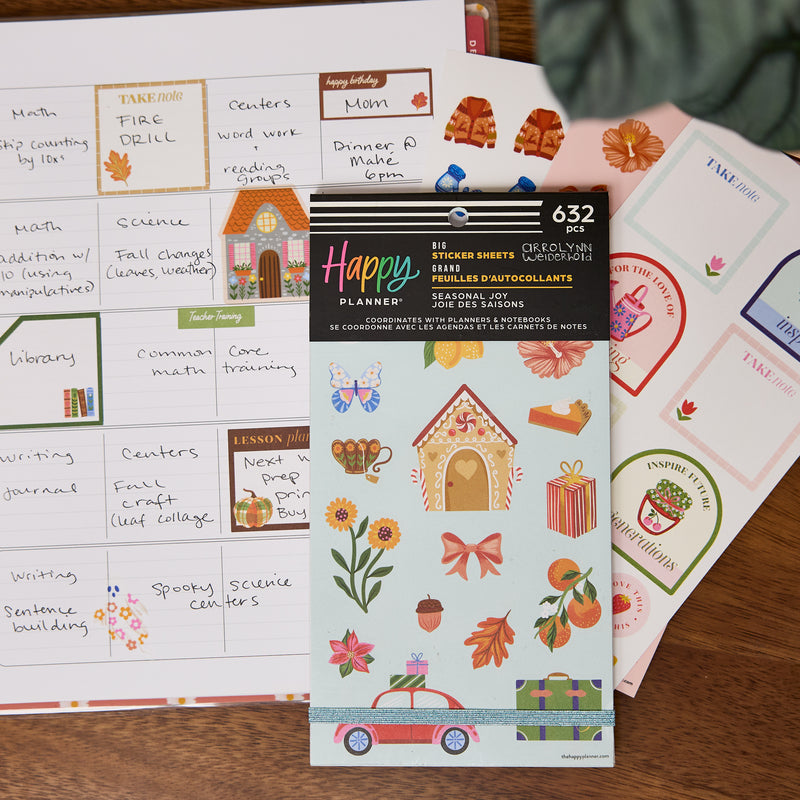 Seasonal Joy Teacher - Value Pack Stickers - Big – Happy Planner