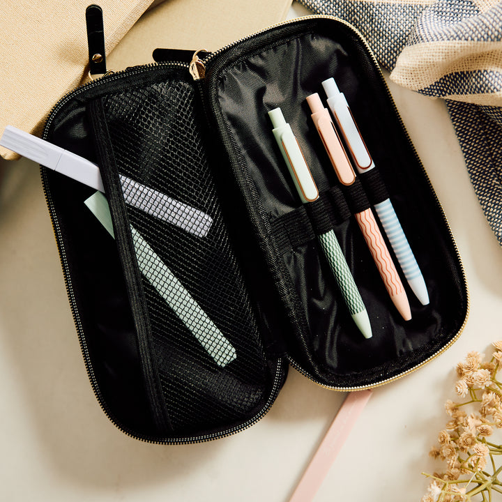 Onyx - Textured Fabric Pen & Pencil Zip Pouch – Happy Planner