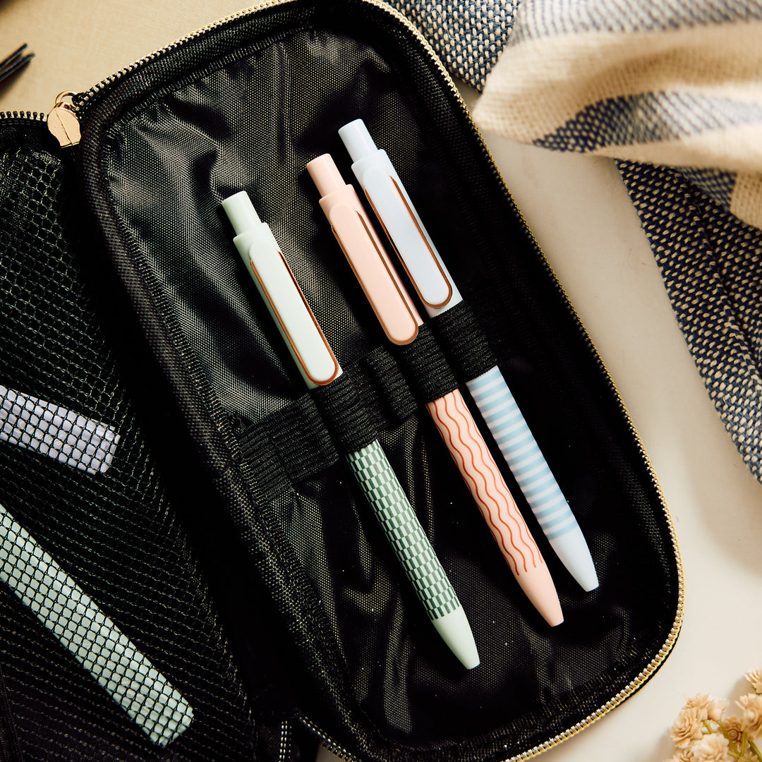 Onyx - Textured Fabric Pen & Pencil Zip Pouch – Happy Planner