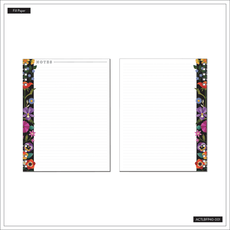 Radiant Garden - Dotted Lined Big Customizable Spiral Planner Filler Paper - 40 Sheets