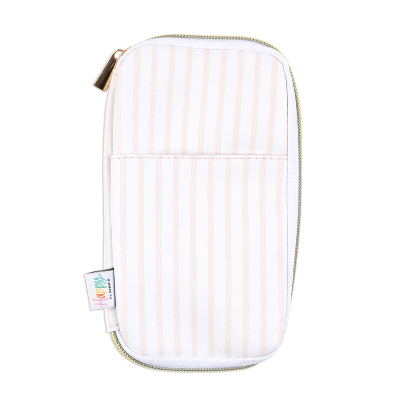 Peachy Stripes - Banded Accessory Zip Pouch